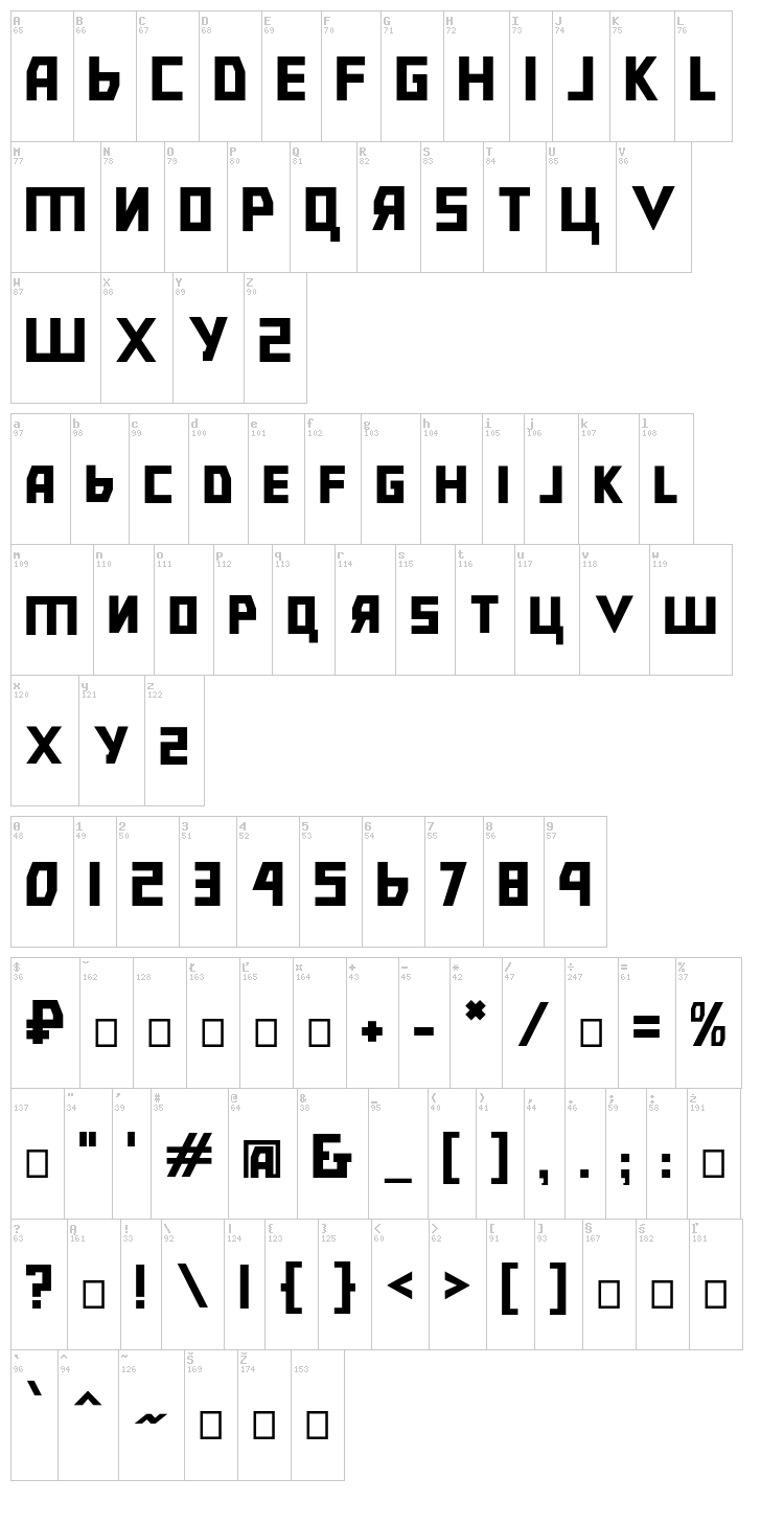 Bolshevik font map