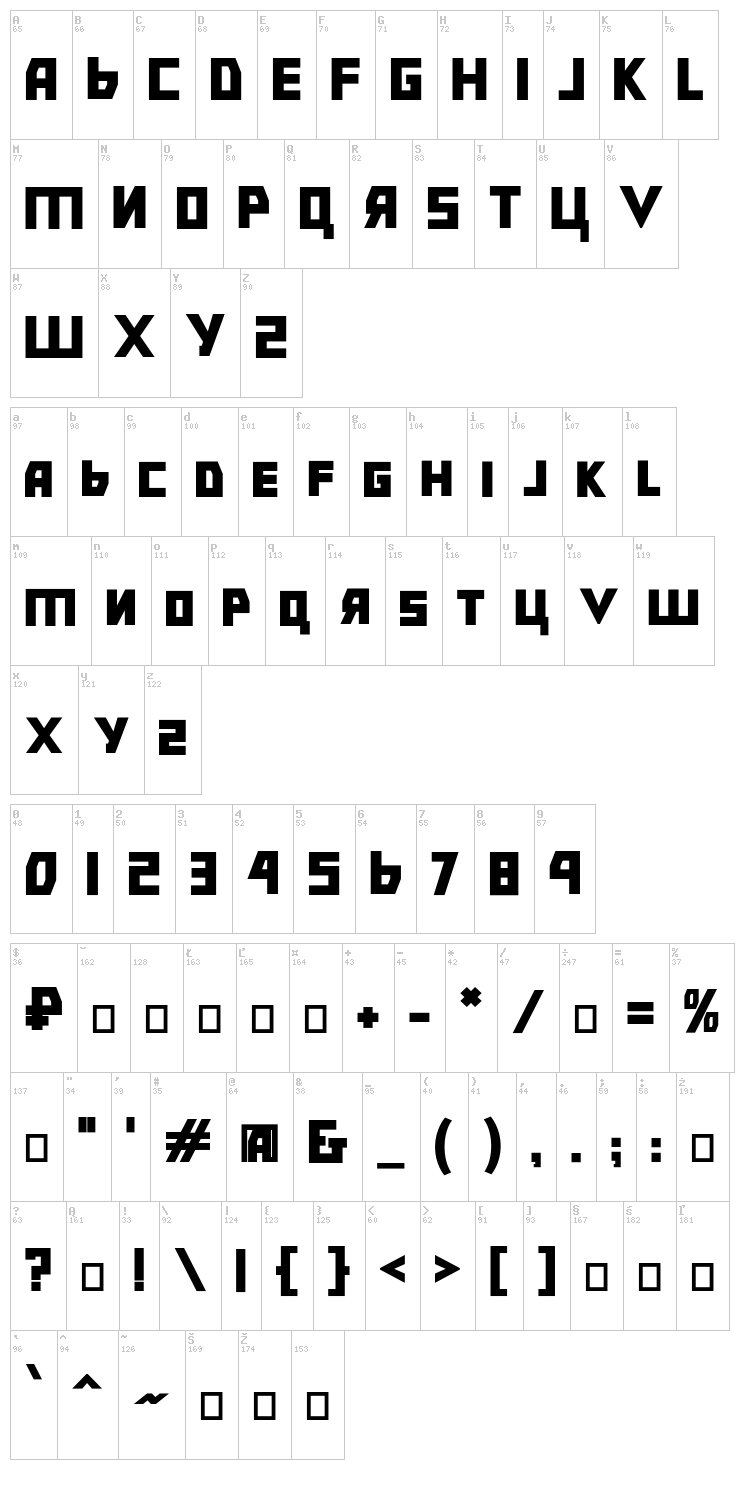 Bolshevik font map