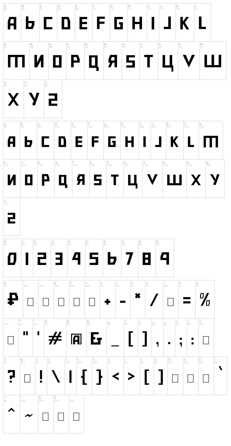 Bolshevik font map