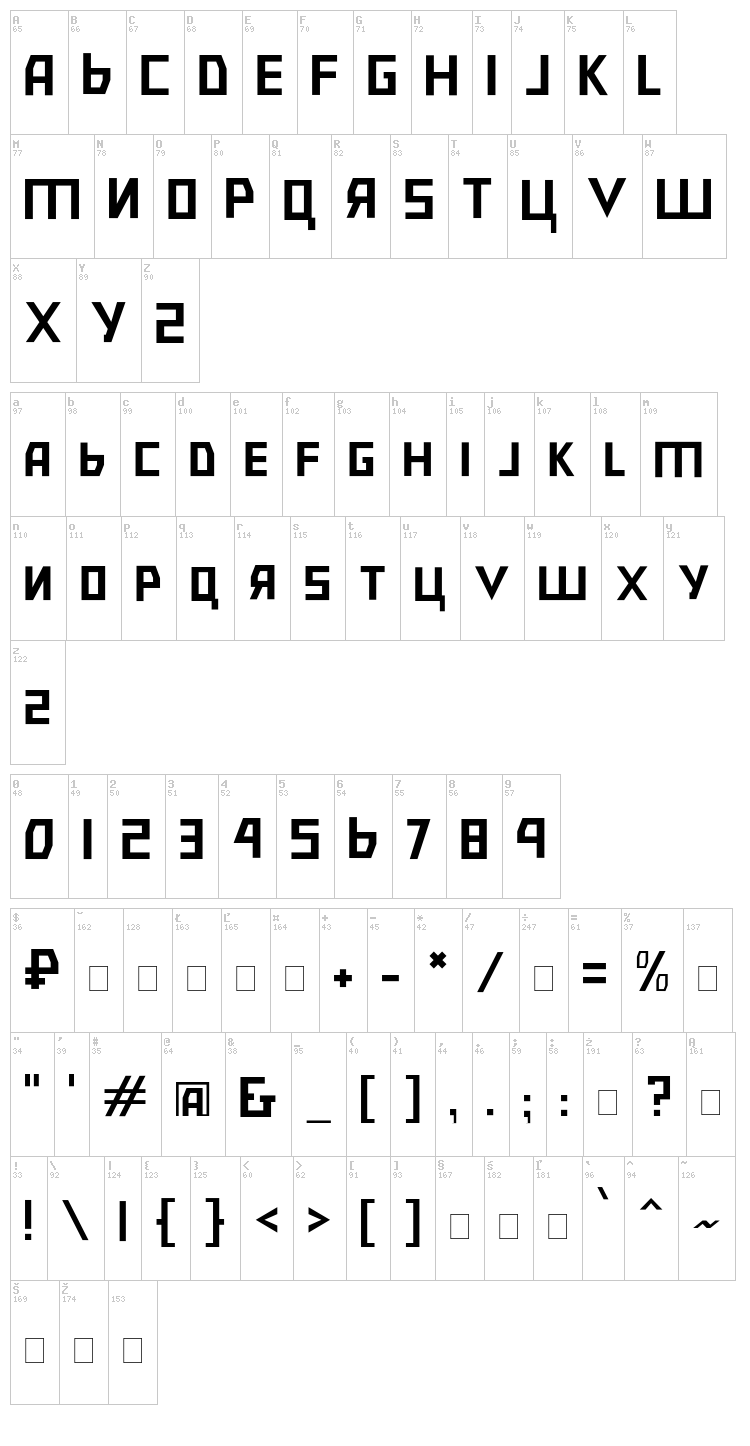 Bolshevik font map