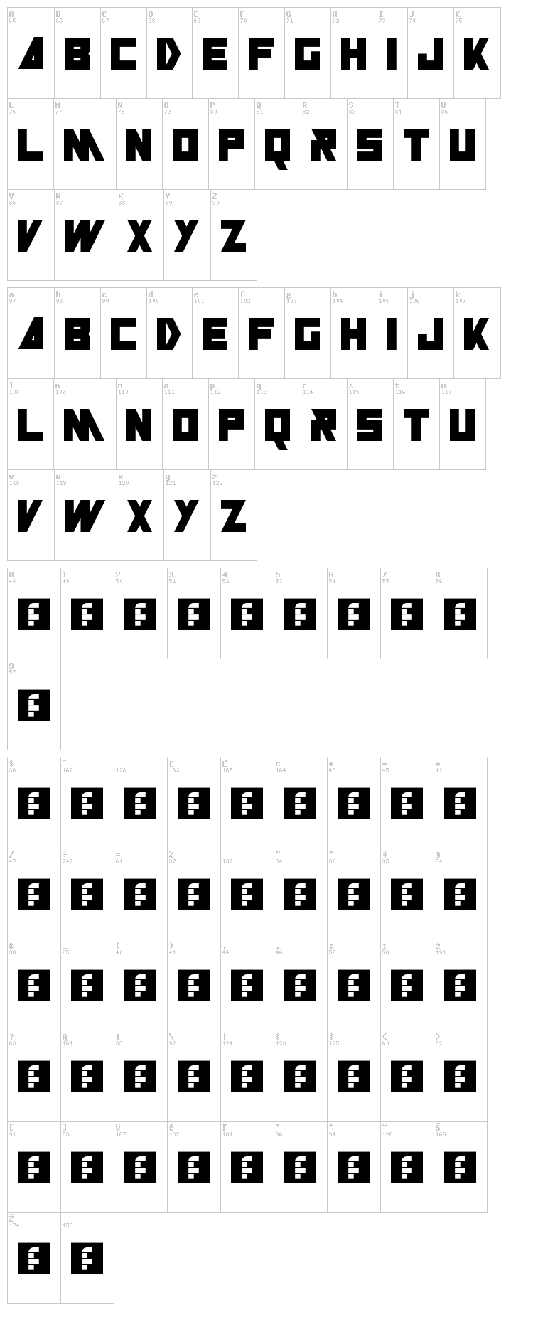 Russian font map