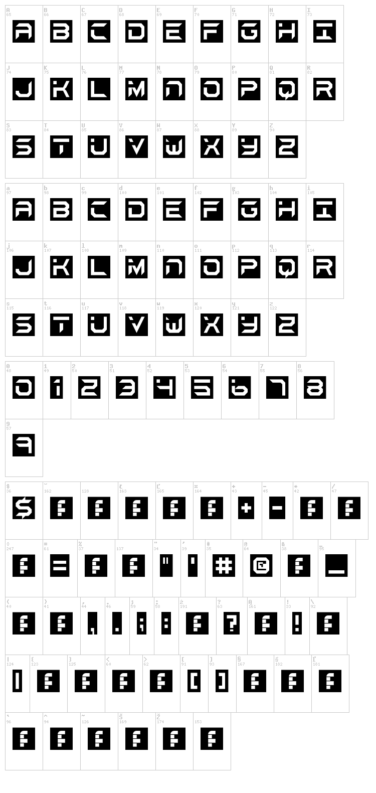 Black and White font map