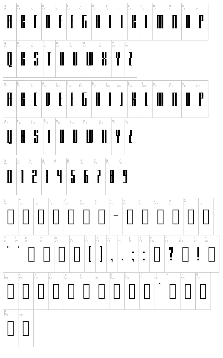 Knifer font map