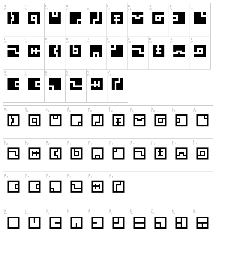 Zuish font map