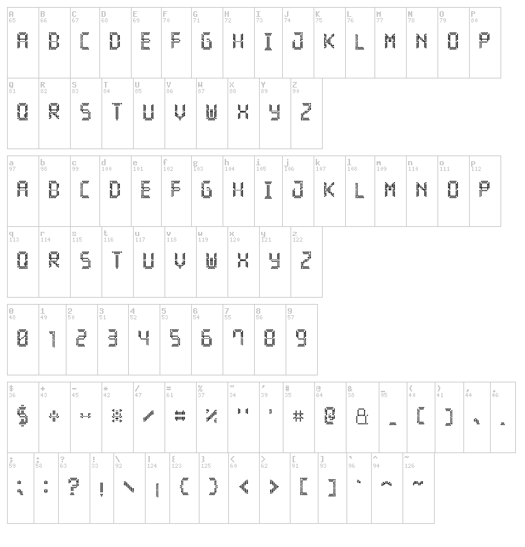 LED Stadion 7 font map