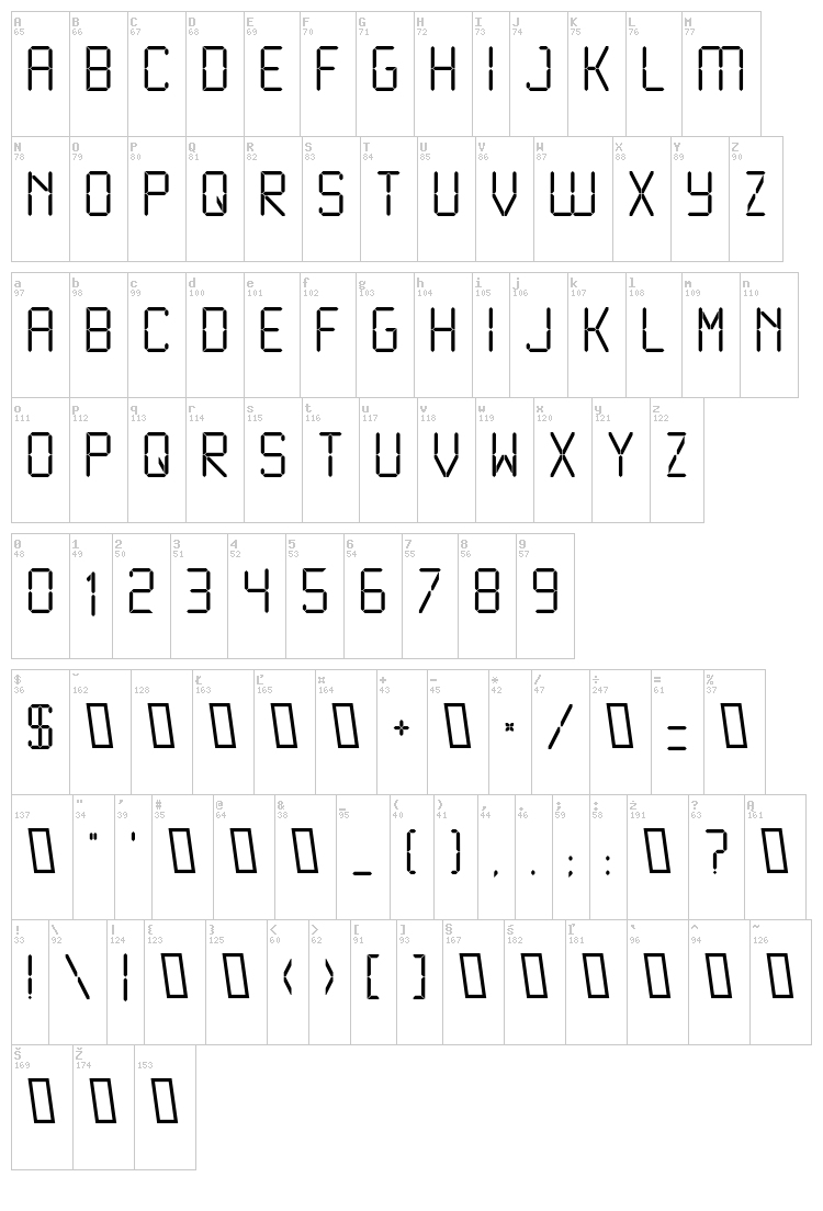 Liquid Crystal font map