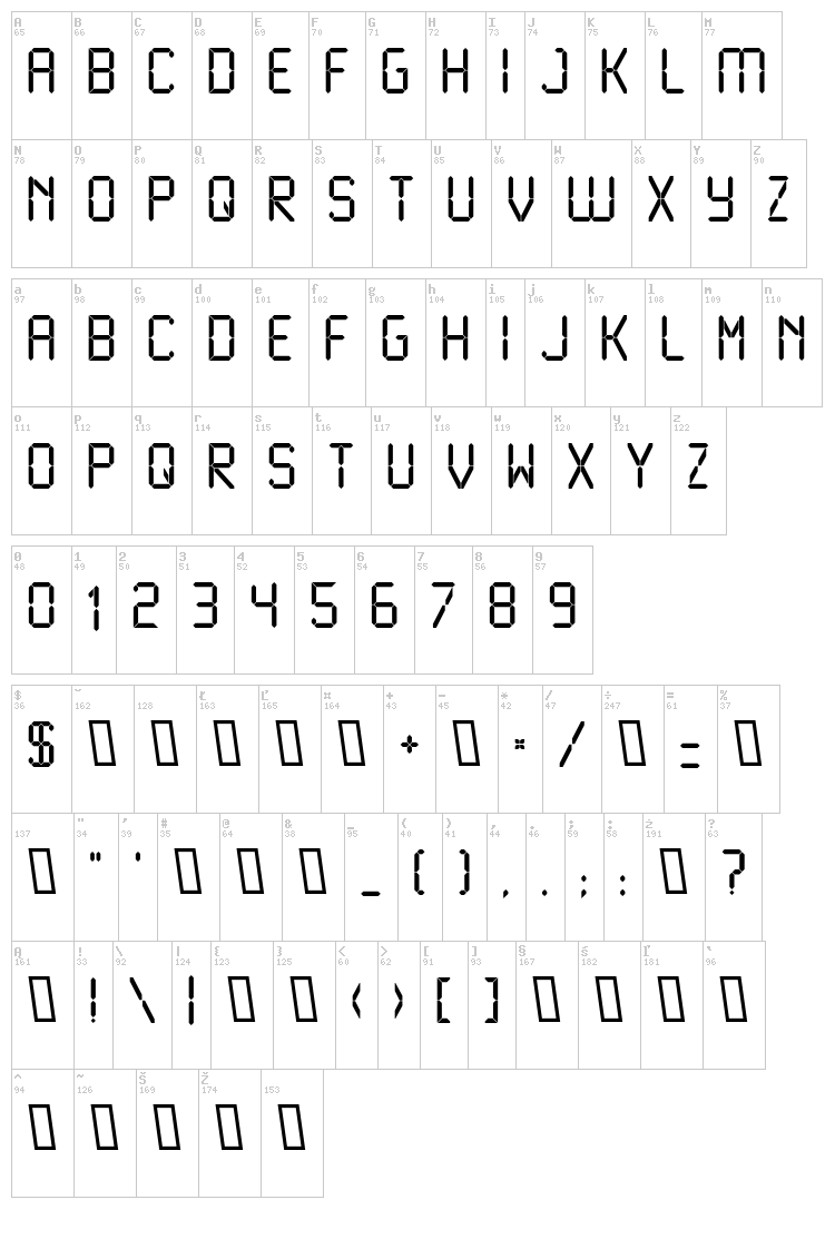 Liquid Crystal font map