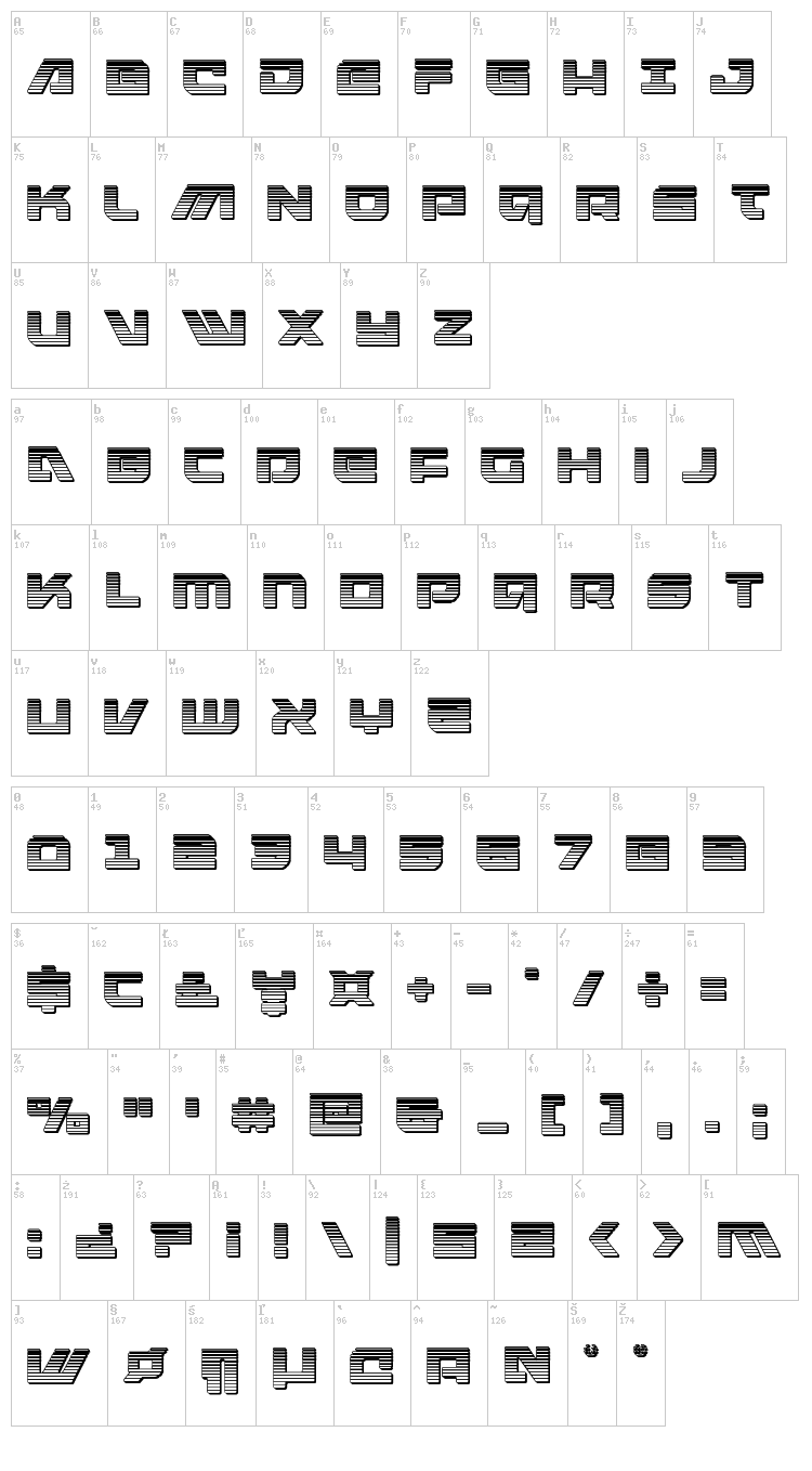 Armed Lightning font map