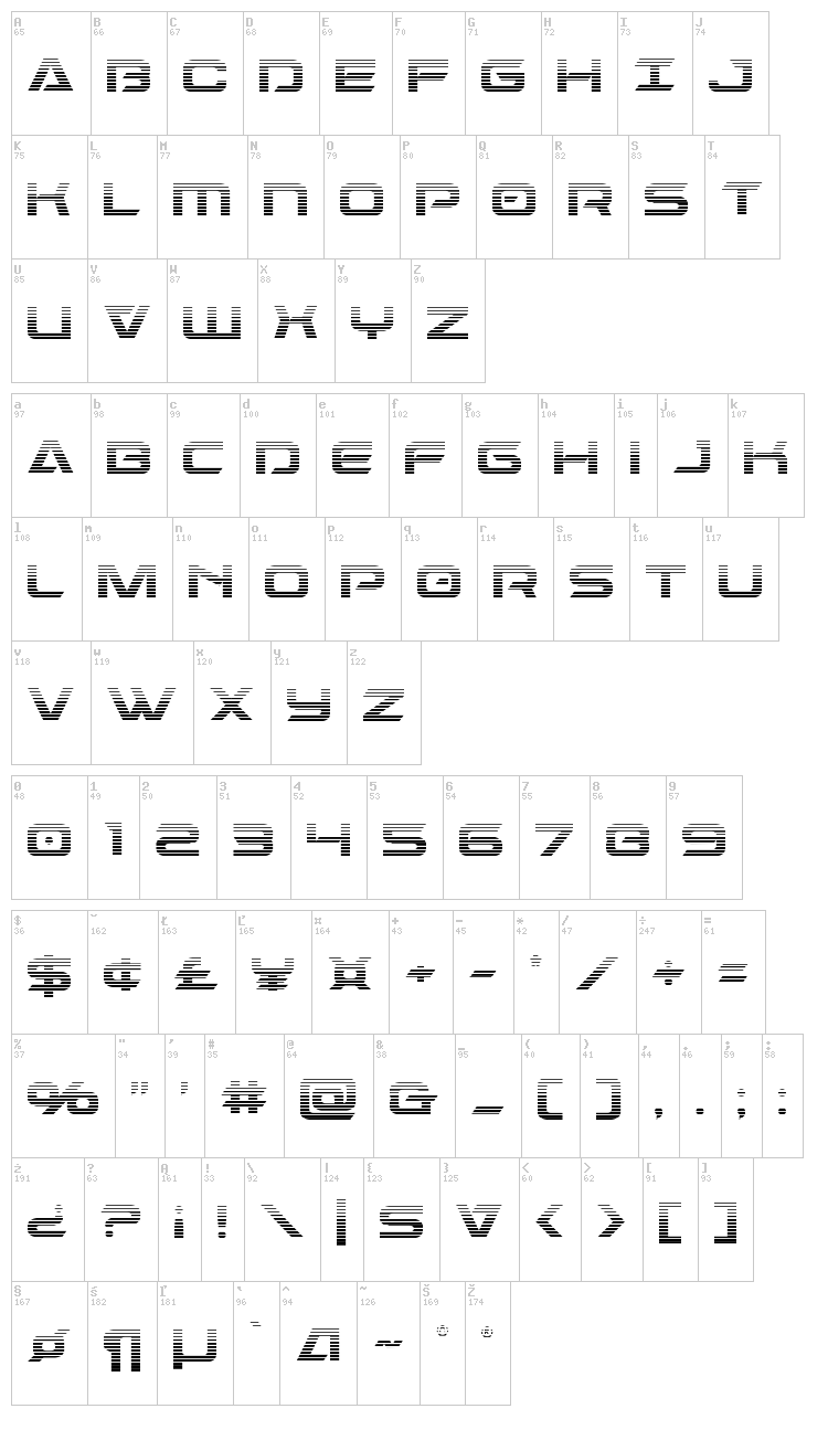 Dameron font map