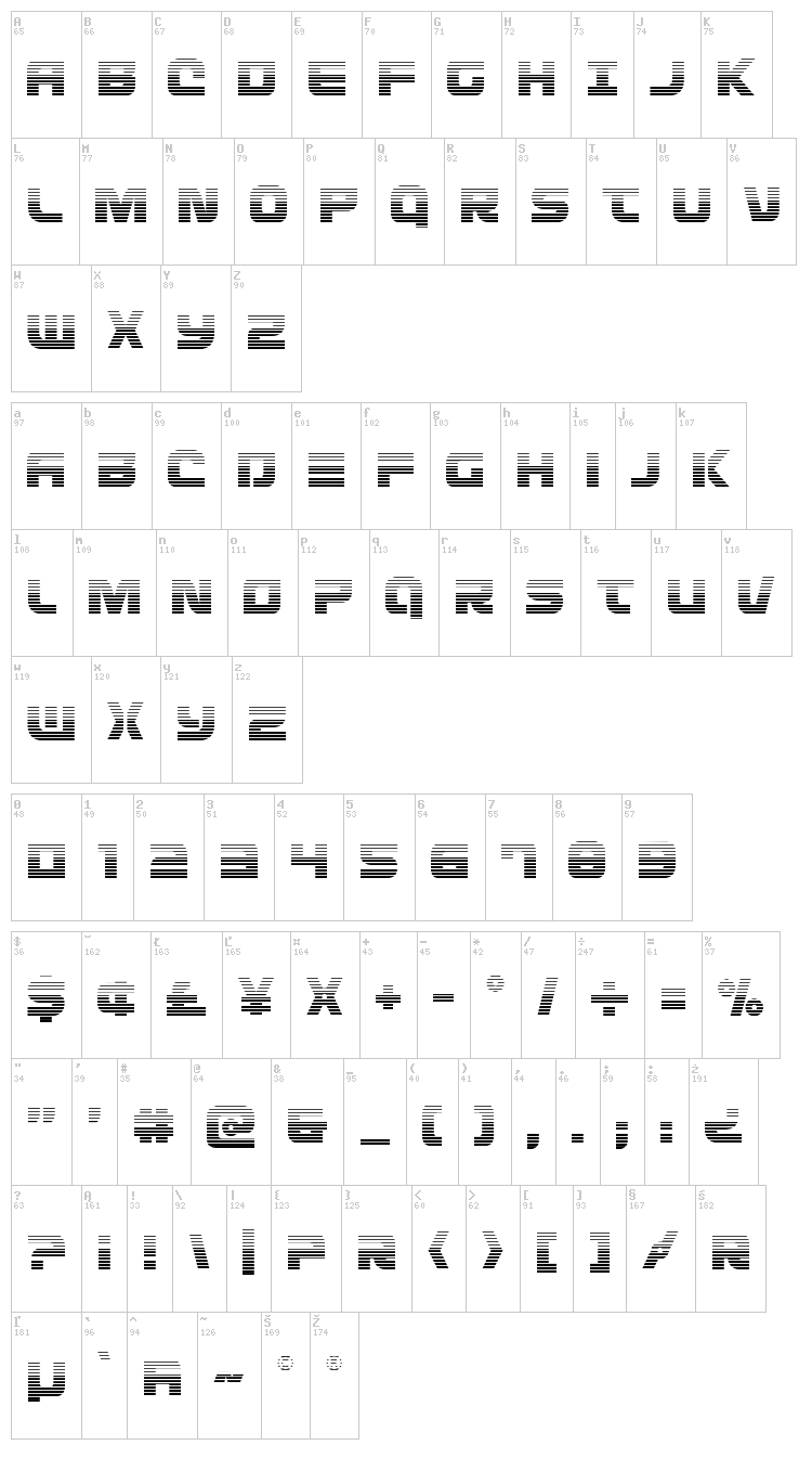 Defcon Zero font map