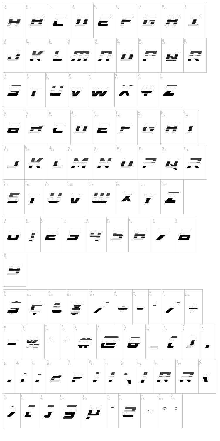 Falcon Punch font map