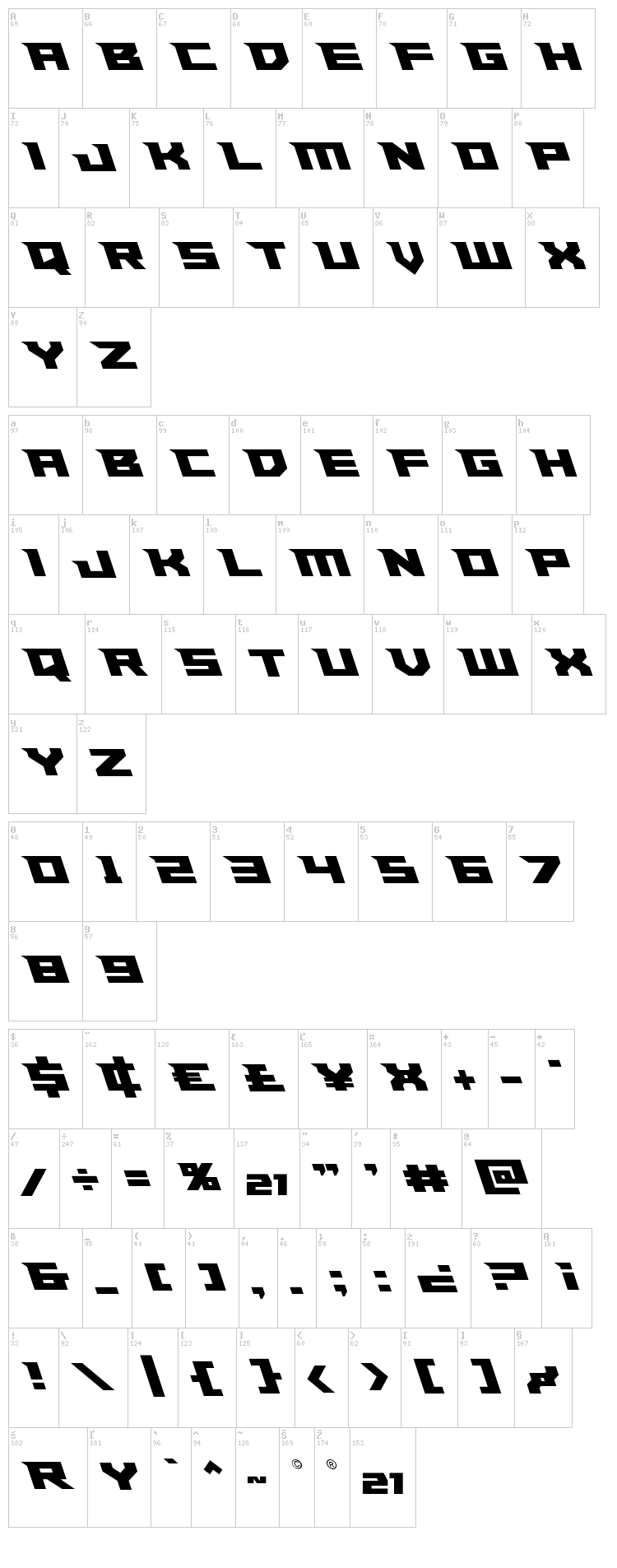 Paladins font map