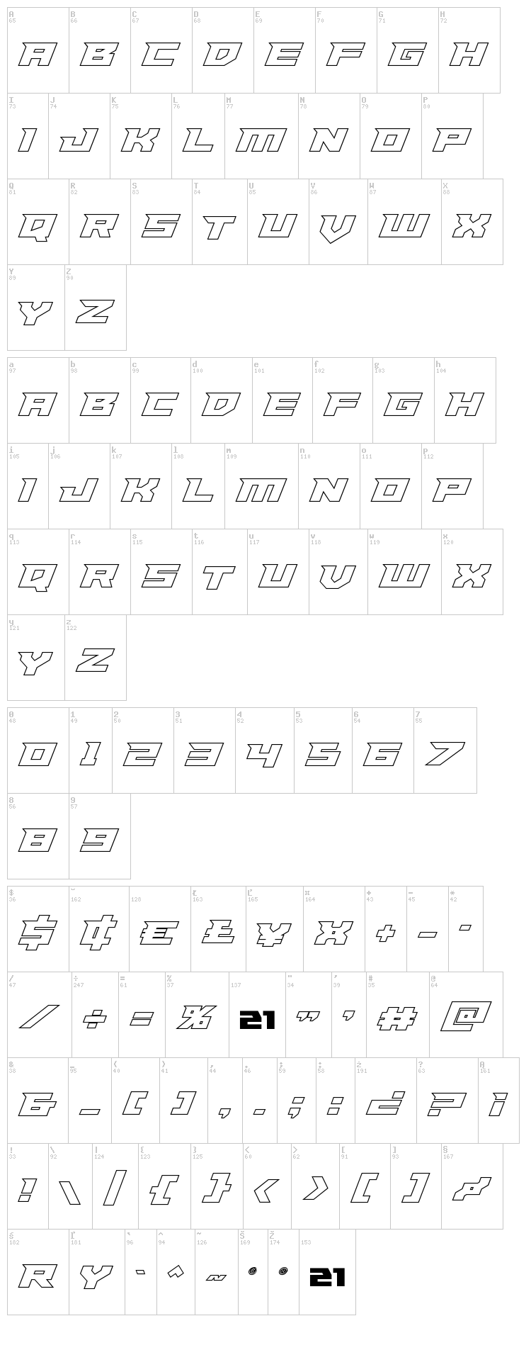 Paladins font map