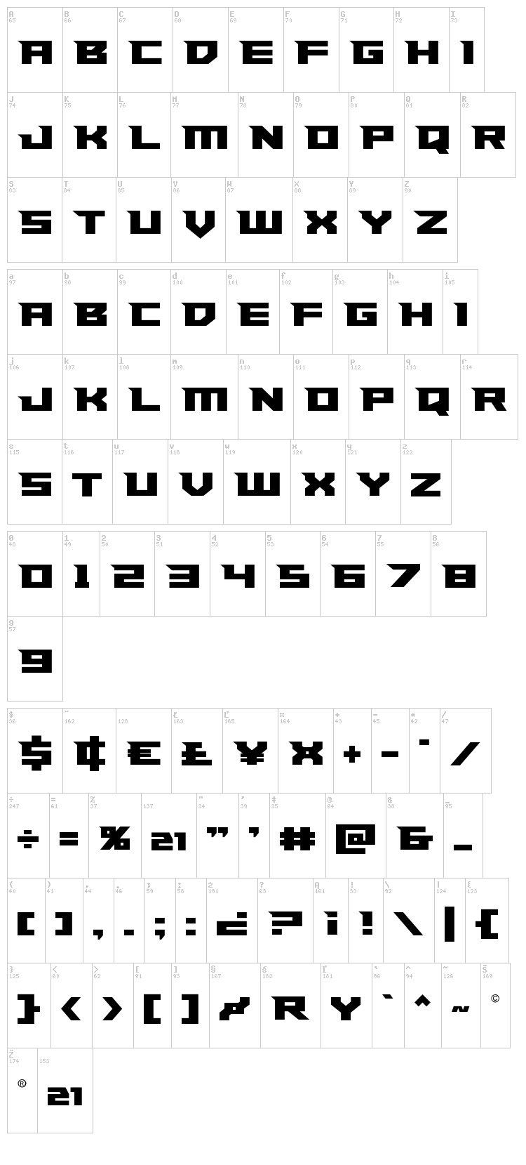 Paladins font map