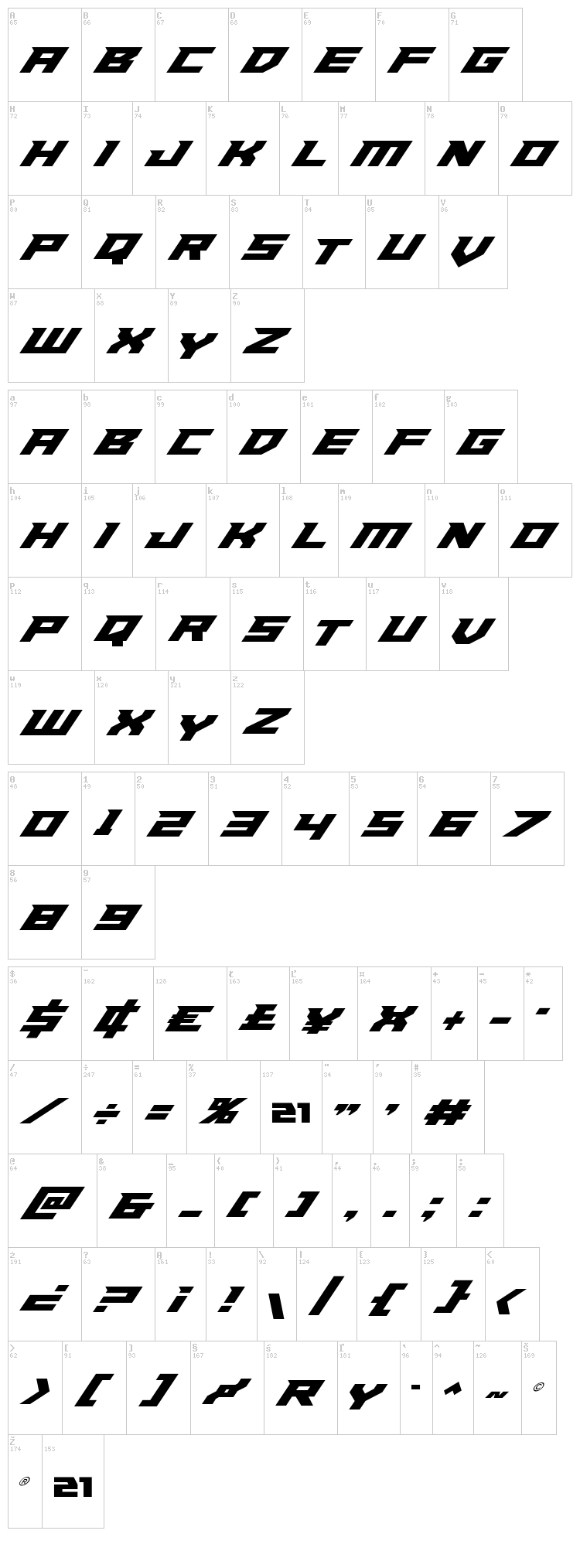Paladins font map