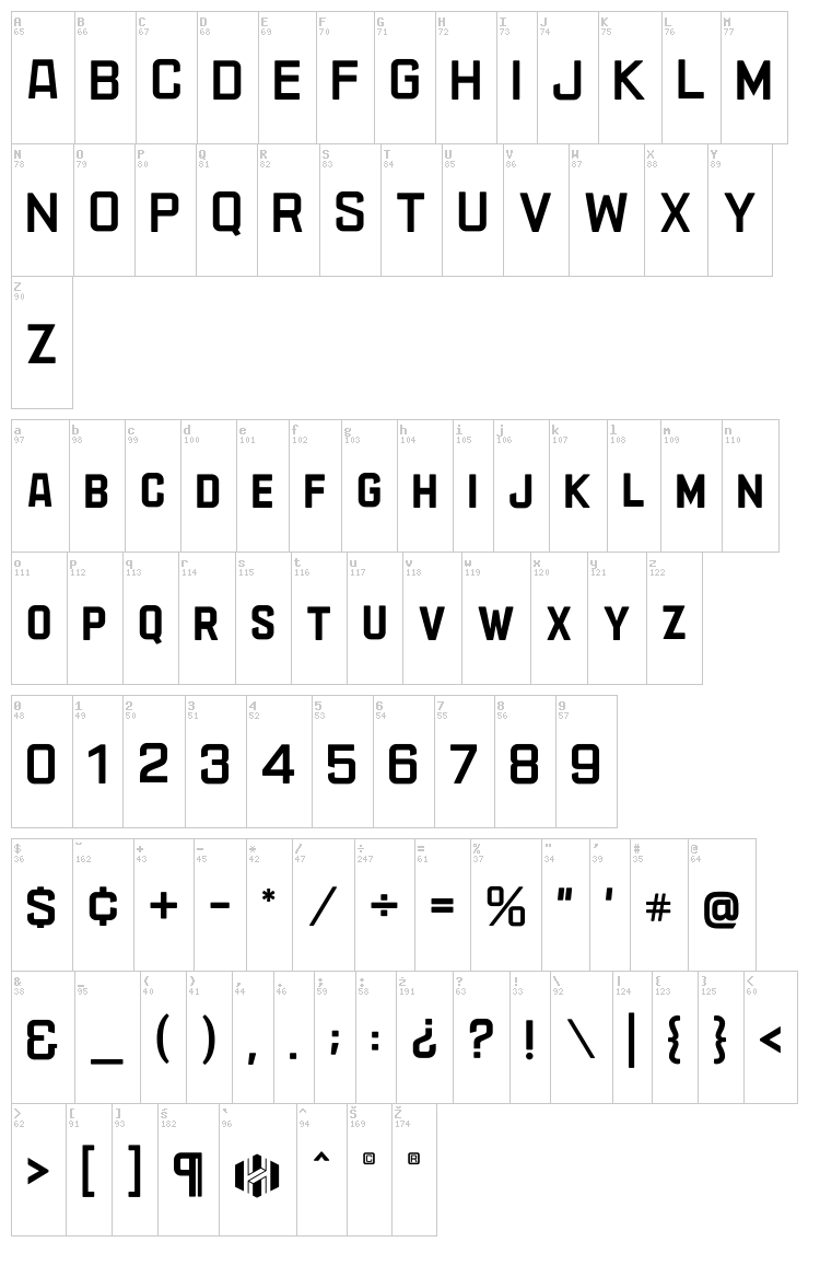 AzureoN font map