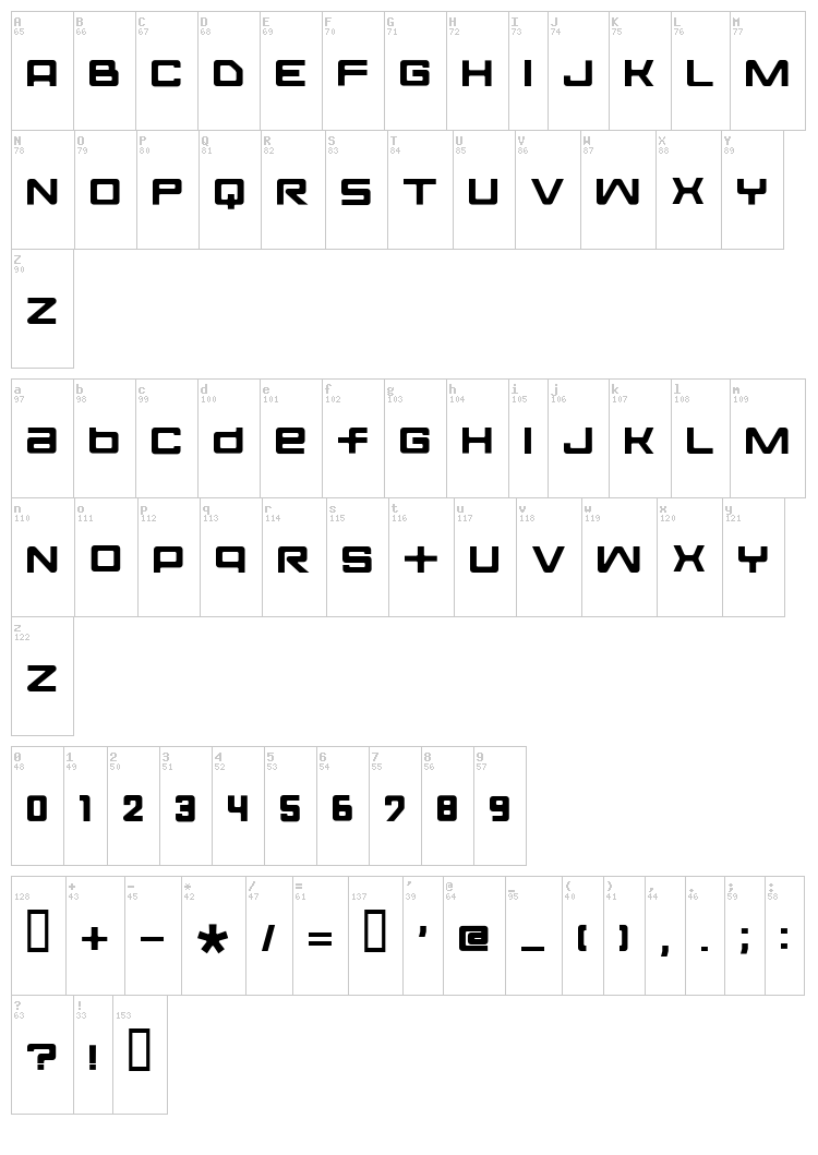 Fontopo Solid font map