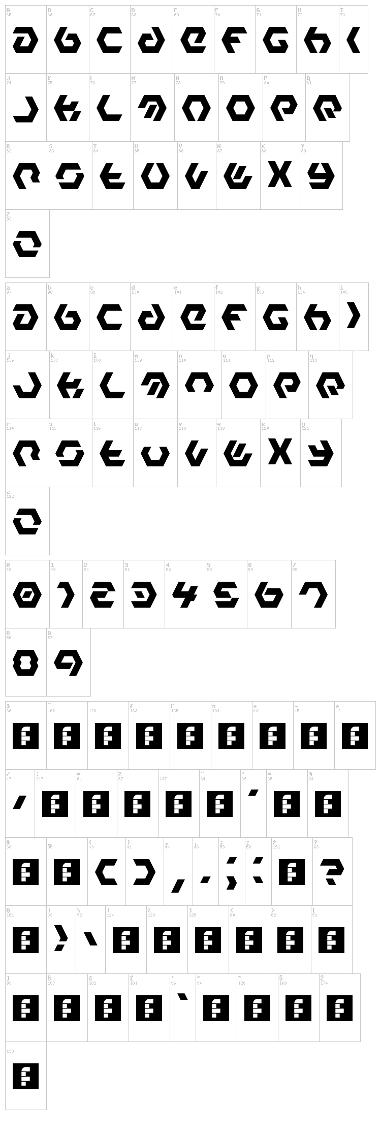 Hexample LDR font map