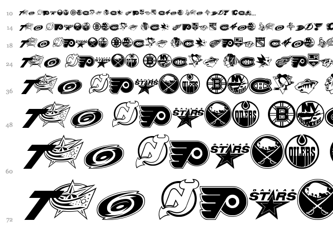 NHL font waterfall