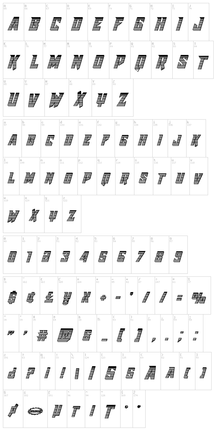 Raider Crusader font map
