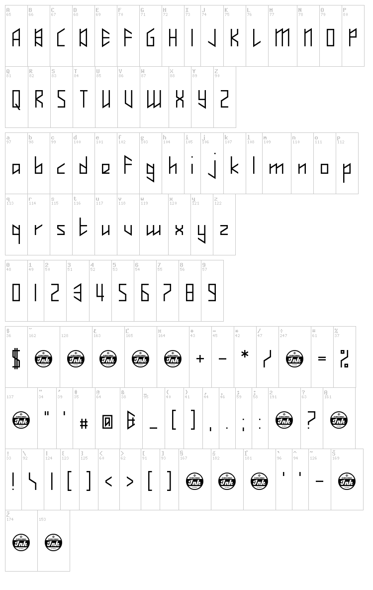 Whisperer font map