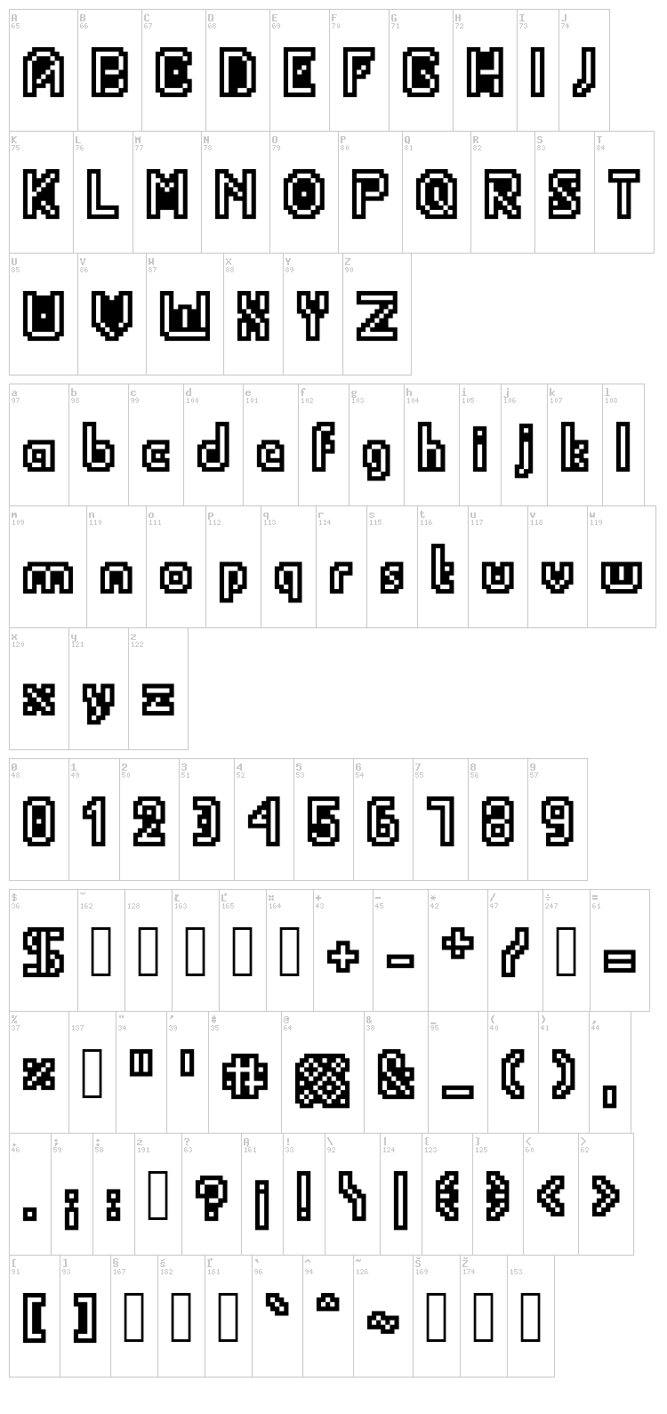 Portable Tube font map
