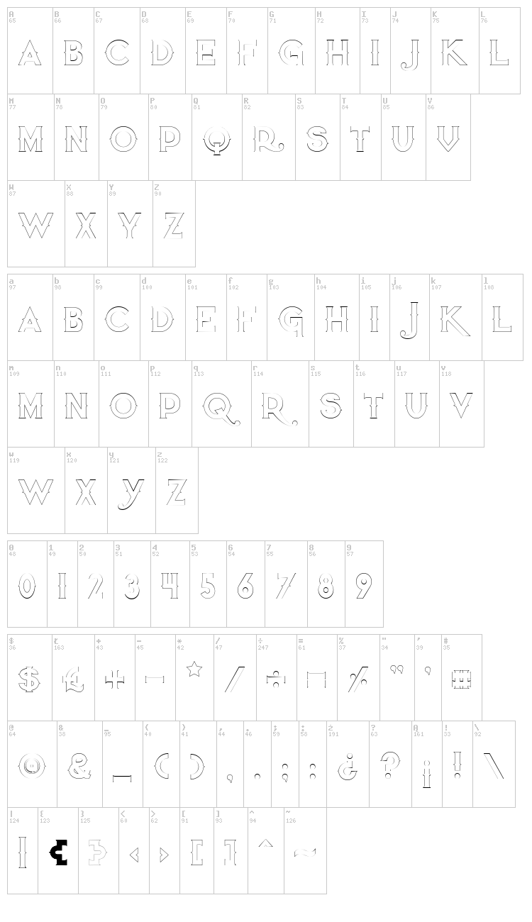 Quiet the Thief font map