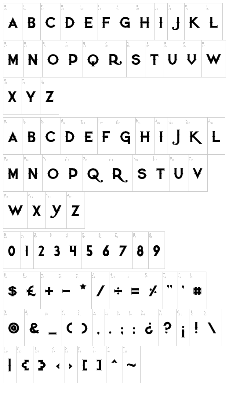 Quiet the Thief font map