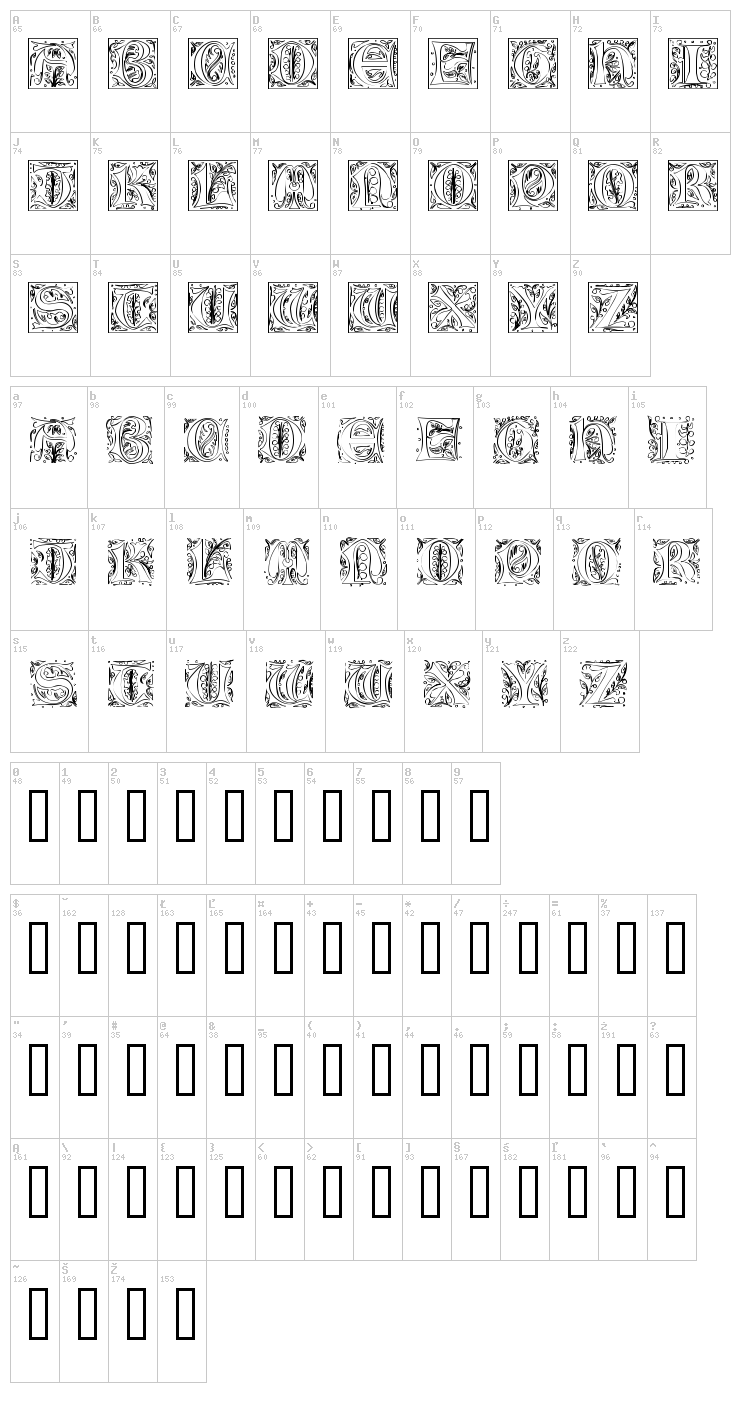 Gothic Illuminate font map