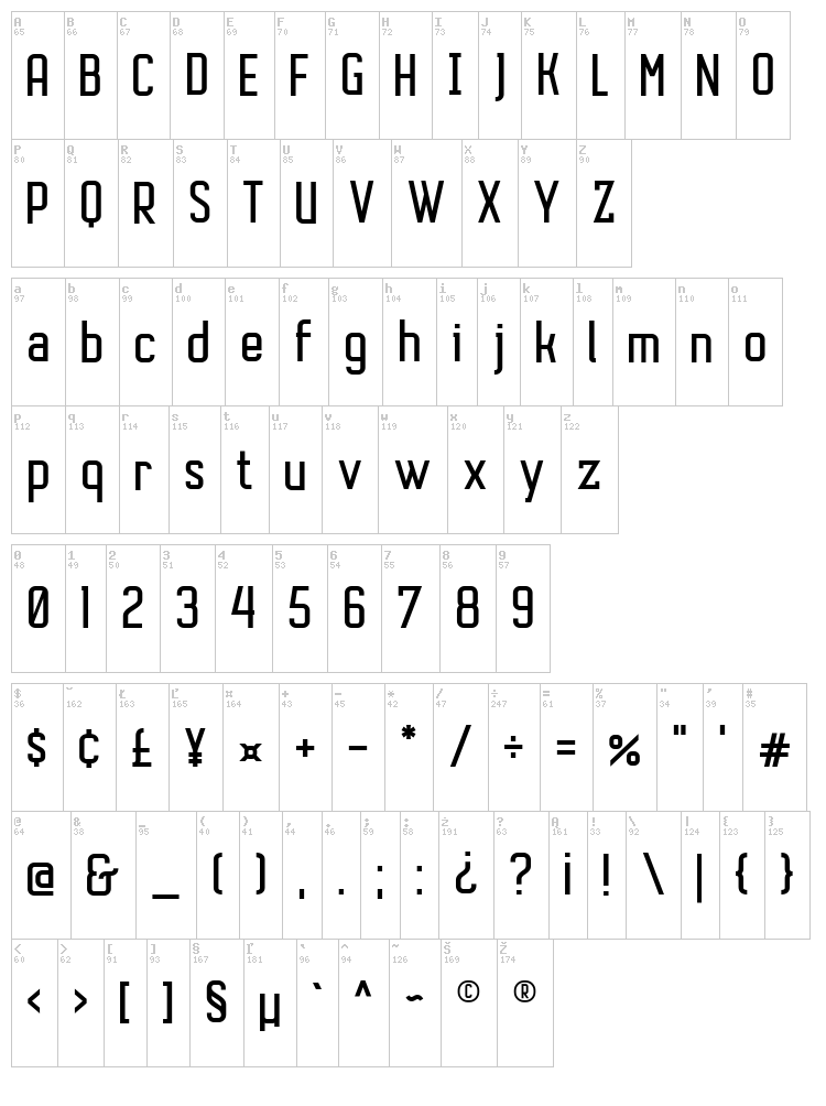 Autobus font map