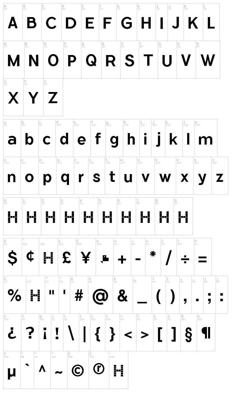 Flamante Seca font map