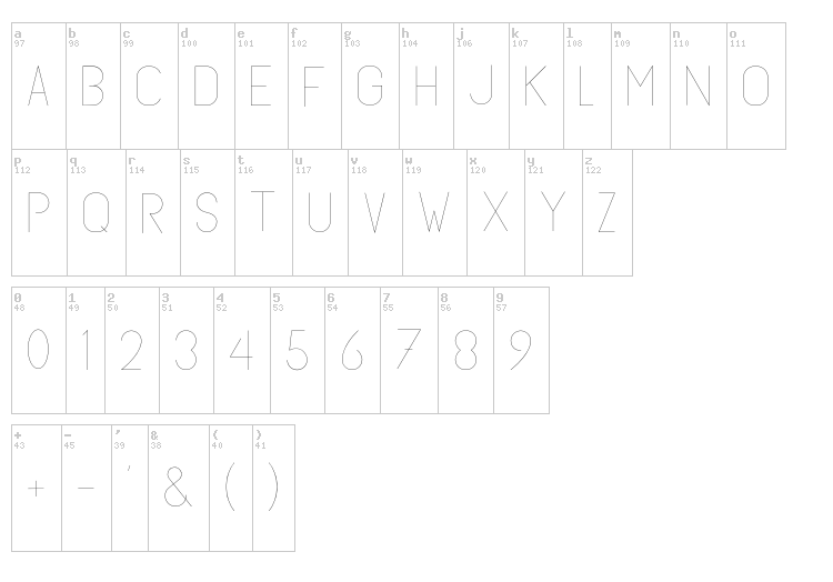 Subtle Sans font map