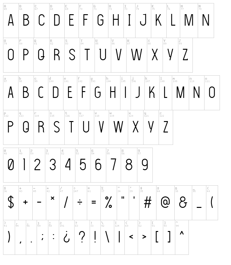 The Light Font font map
