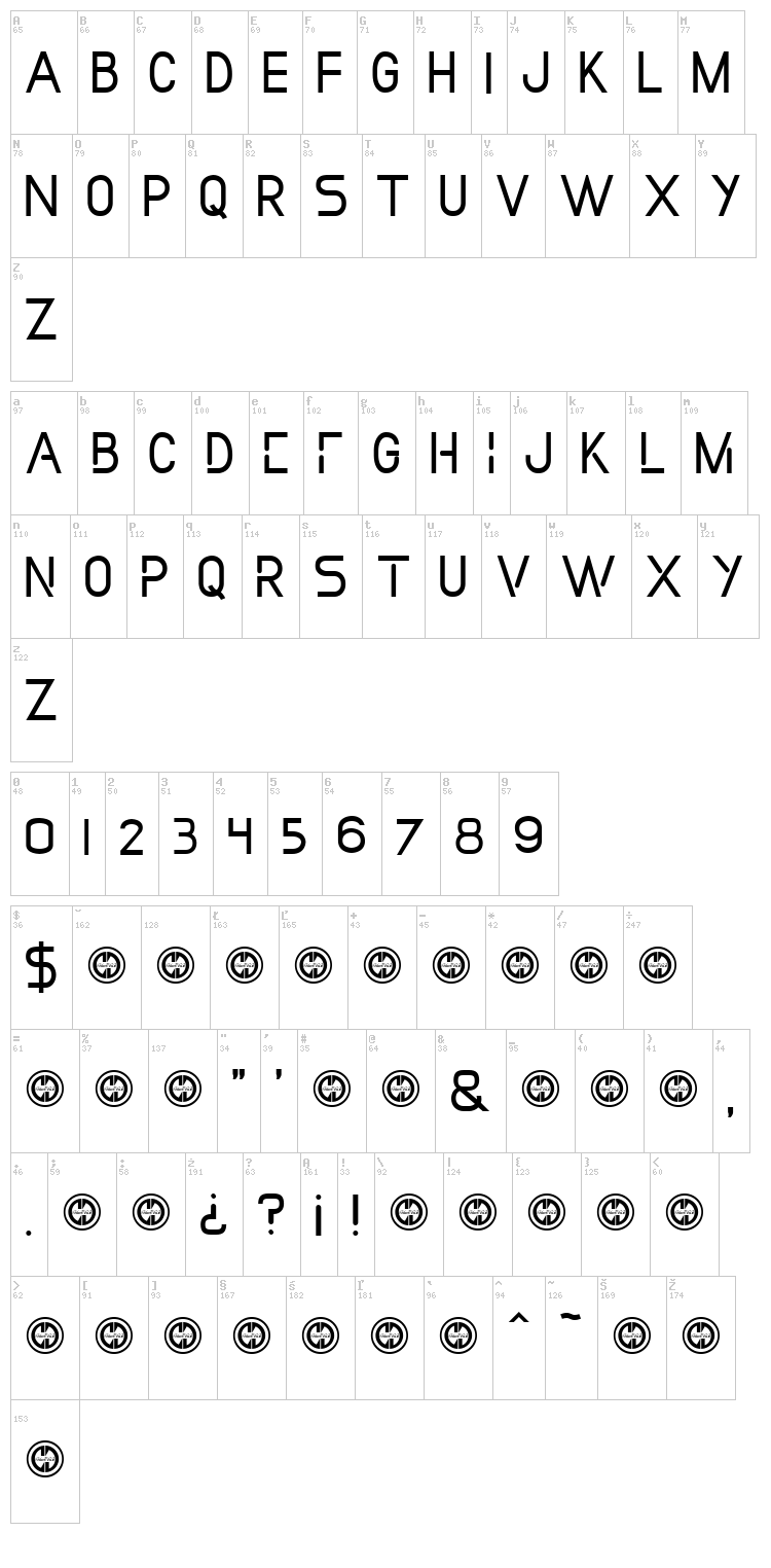 In Collection font map