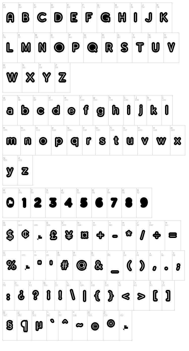 Monserga FFP font map