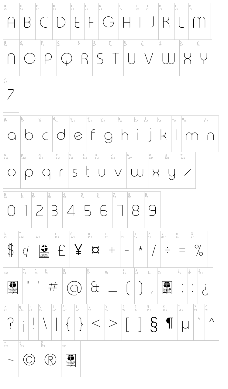 Typo Round font map