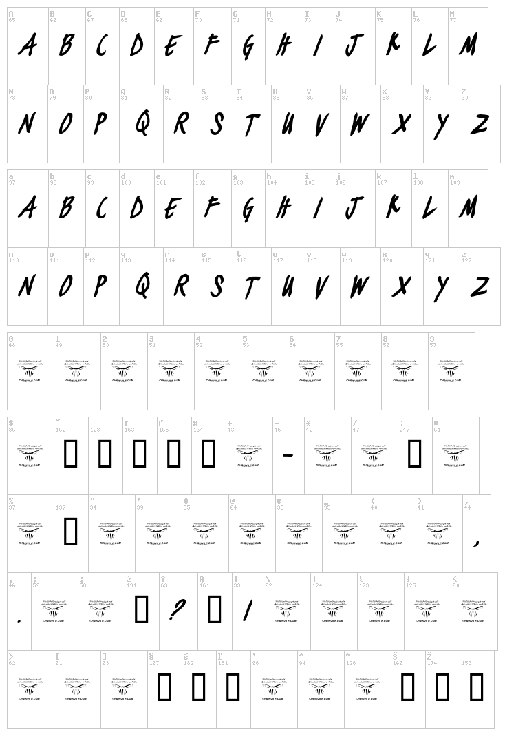 Black Jacket Boys font map