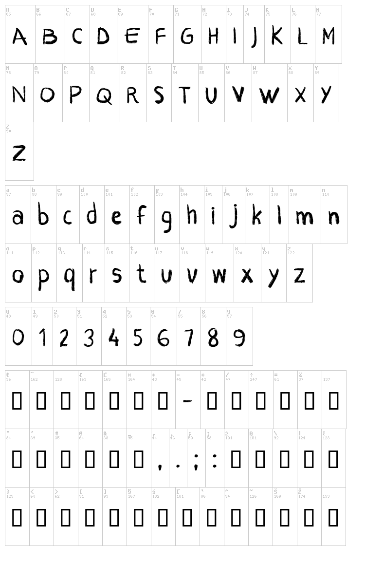 CF Crayons font map