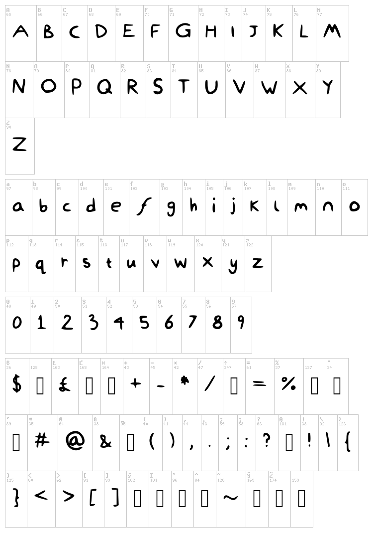 Dami Was Here font map