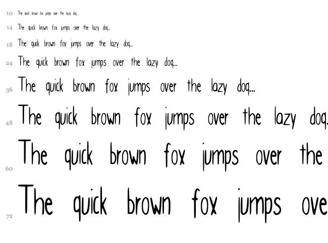 Simple Kindergarden font waterfall