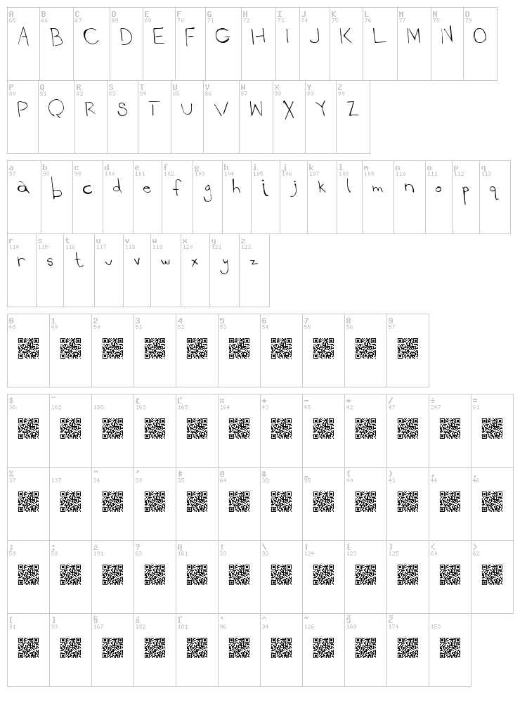 Snorkel Whisp font map