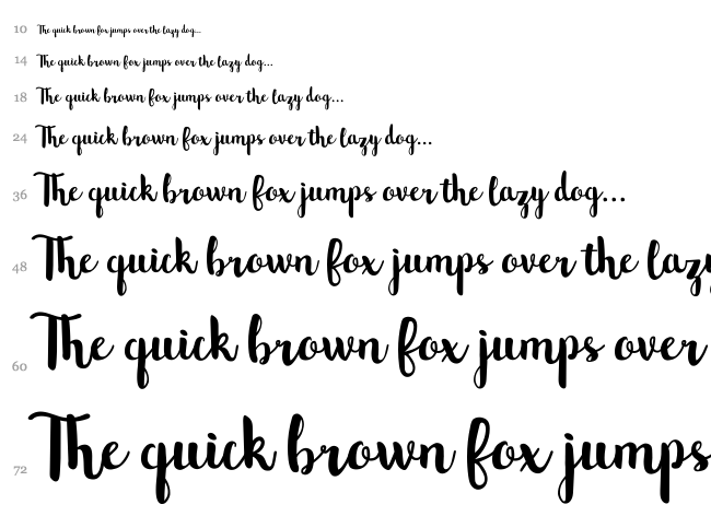 Northern Lights Script font waterfall