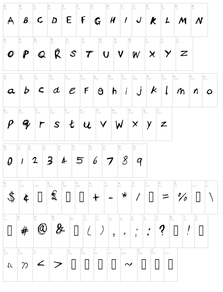 Bams Anger font map