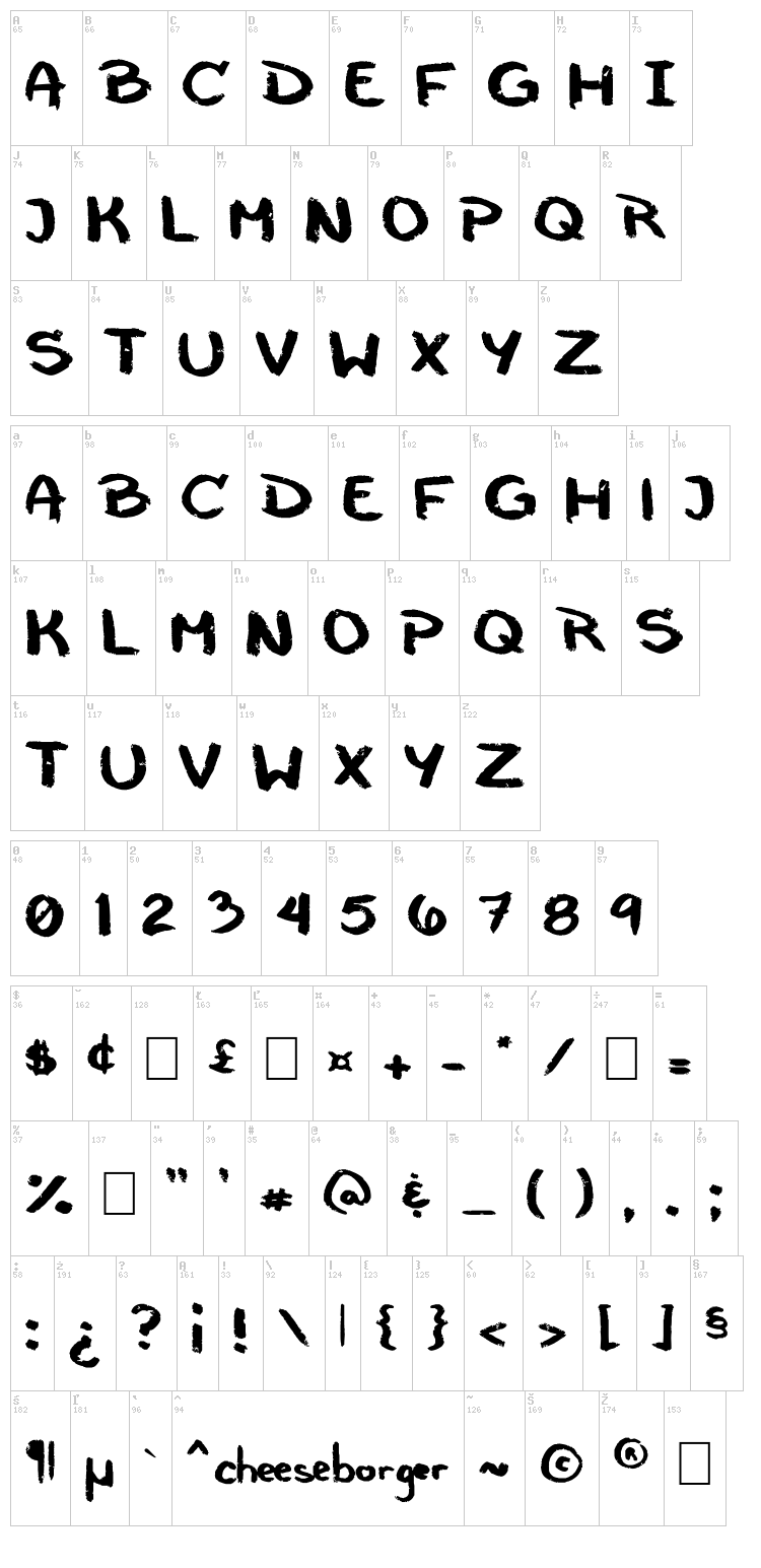 Cheeseborger font map