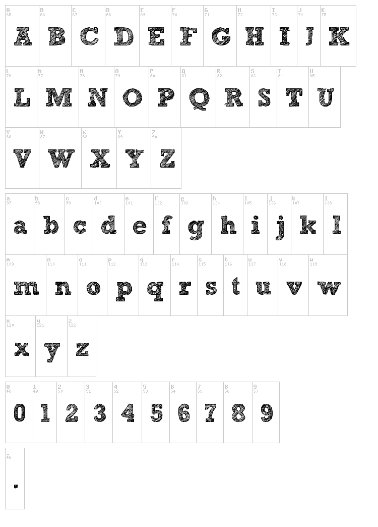 Sketch Block font map