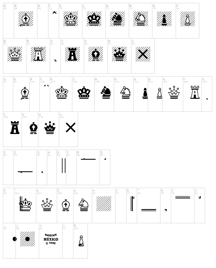 Chess Magnetic font map