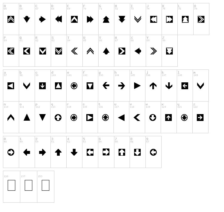 4rrows font map