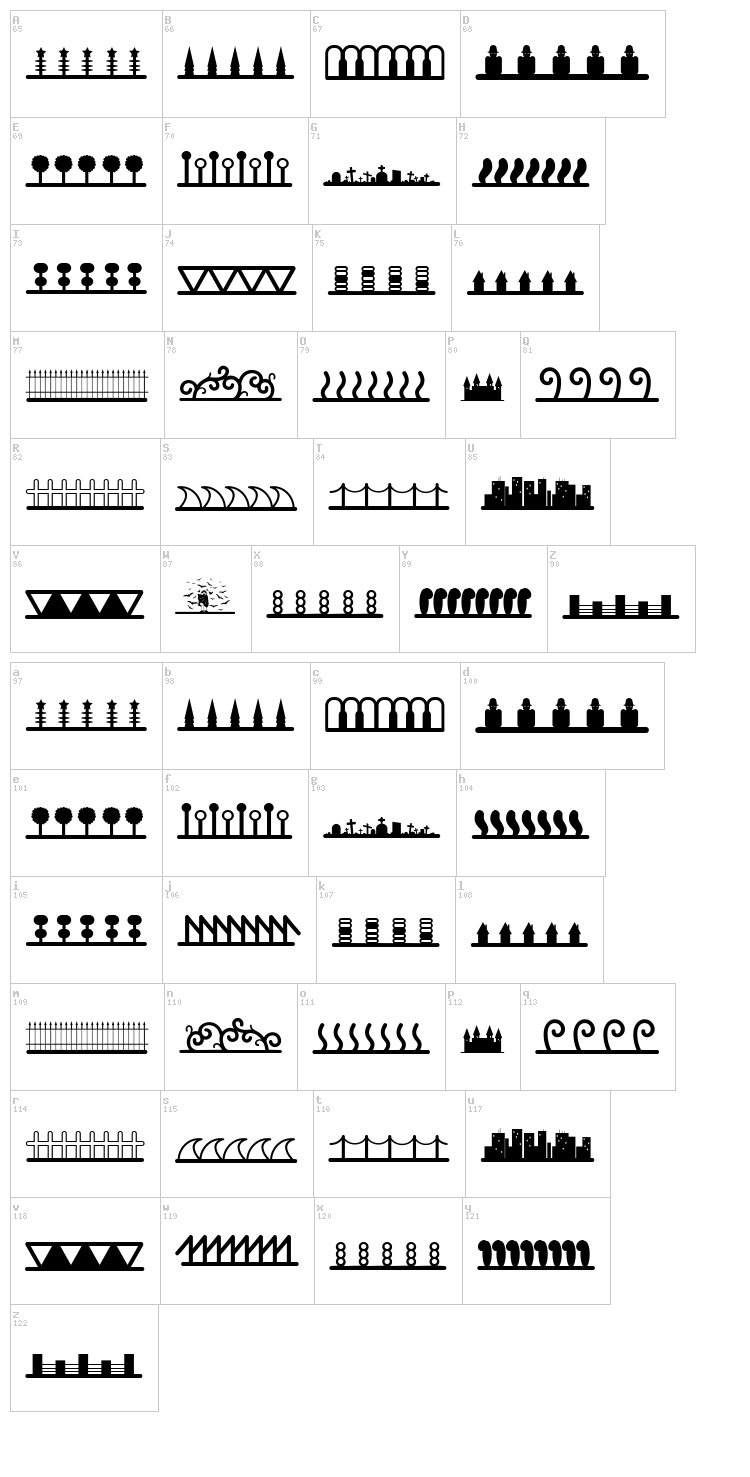 Header Ornament font map