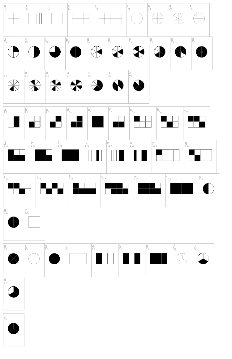 KG Fractions font map