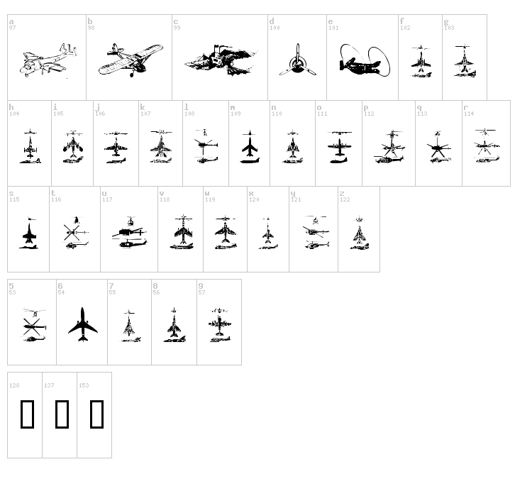 Aircraft font map